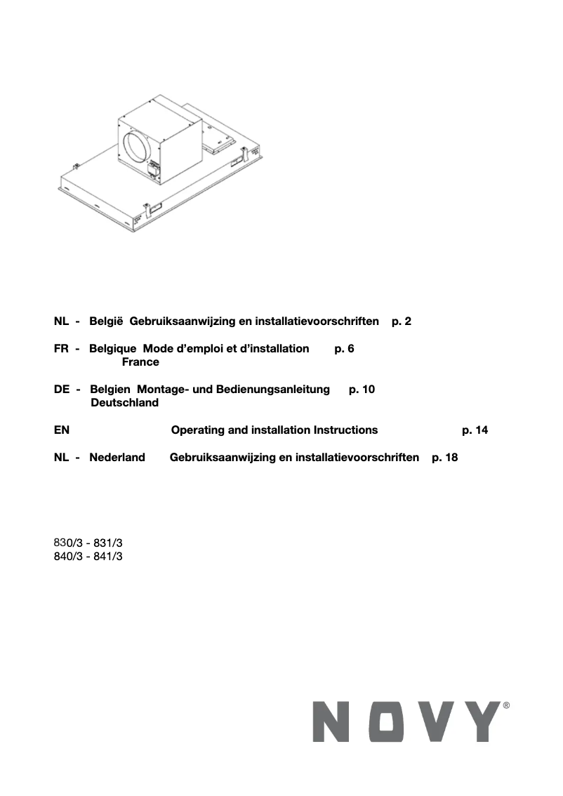 Page 1 de la notice Manuel utilisateur Novy Pure'Line 840