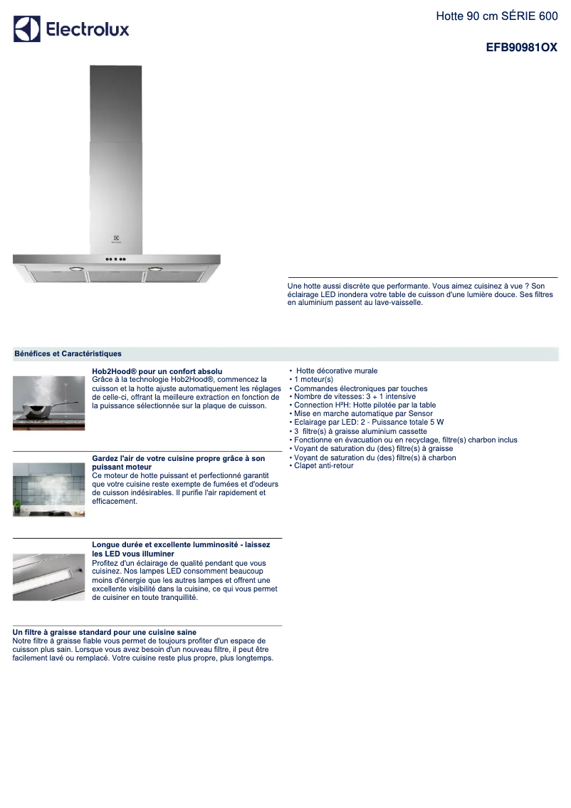 Image de la première page du manuel de l'appareil EFB90981OX