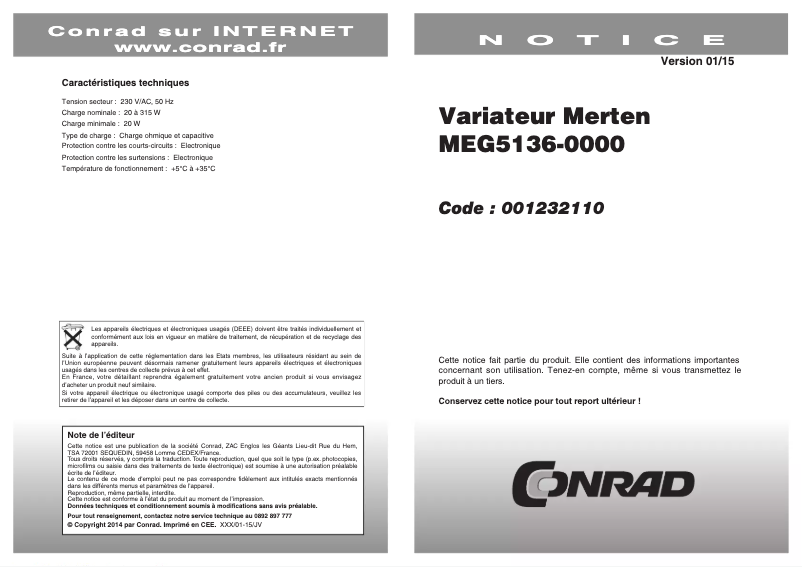 Imagen de la primera página del manual del dispositivo MEG5136-0000