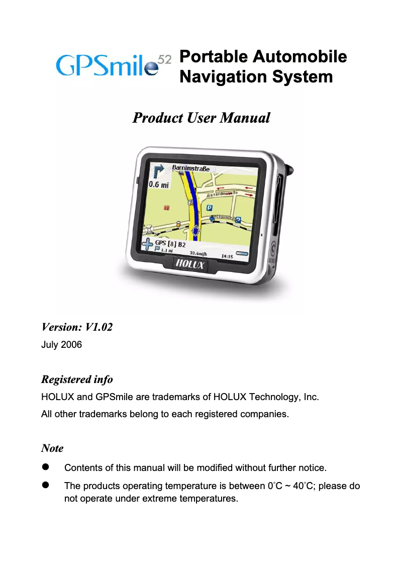 Página 1 del manual Manual de usuario Holux GPSmile 52
