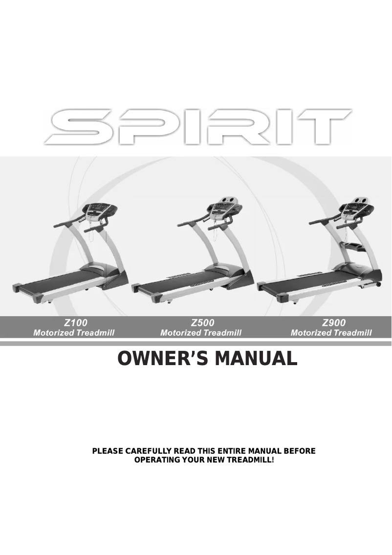 Image de la première page du manuel de l'appareil Z500 Motorized Treadmill