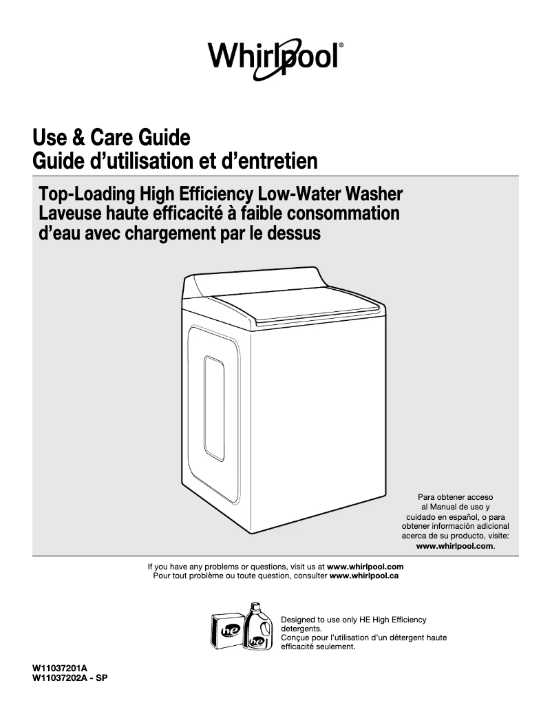 Page n°1 - Manuel d'utilisation et d'entretien Whirlpool WTW7500G