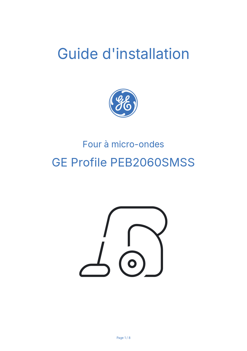 Page n°1 - Guide d'installation GE Profile PEB2060SMSS