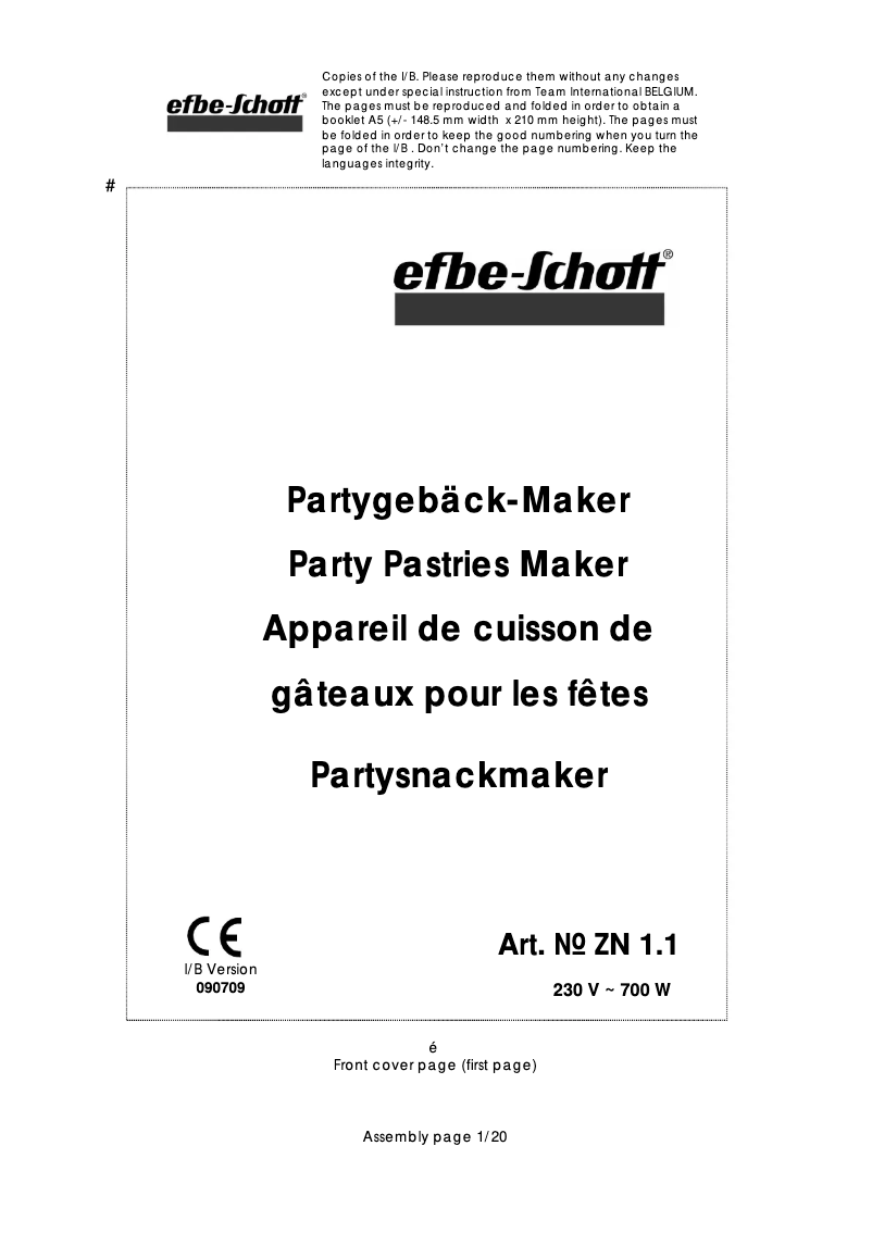 Page 1 of the manual User Manual Efbe-Schott ZN 1.1