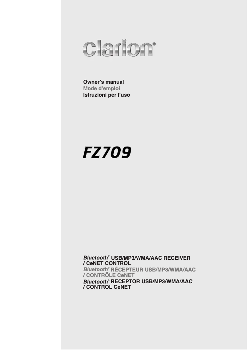 Page n°1 - Manuel utilisateur Clarion FZ709