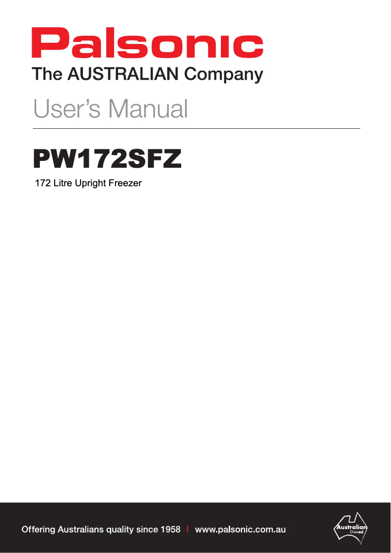 Page 1 de la notice Manuel utilisateur Palsonic PW172SFZ