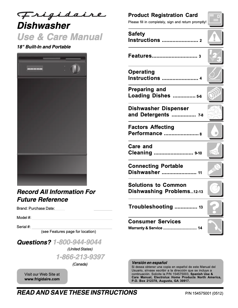 Page n°1 - Manuel utilisateur Frigidaire FDR252RBS