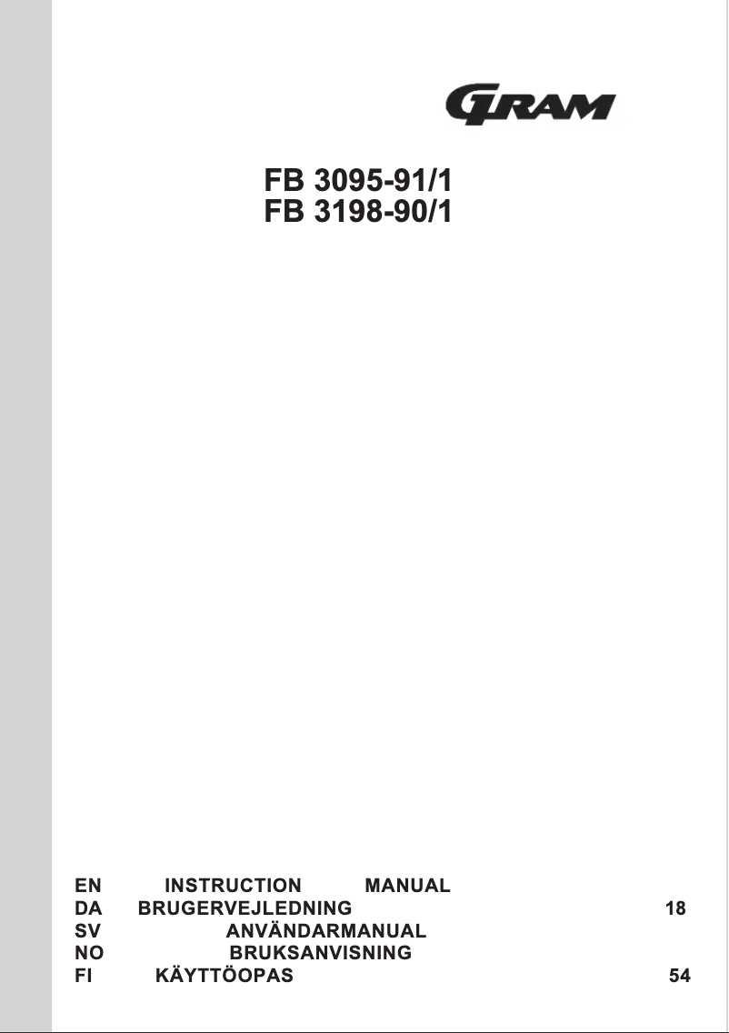 Page 1 de la notice Manuel utilisateur Gram FB 3198-90/1