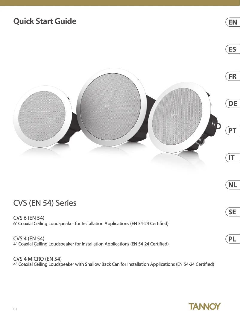 Page n°1 - Guide de démarrage rapide Tannoy CVS 4 MICRO