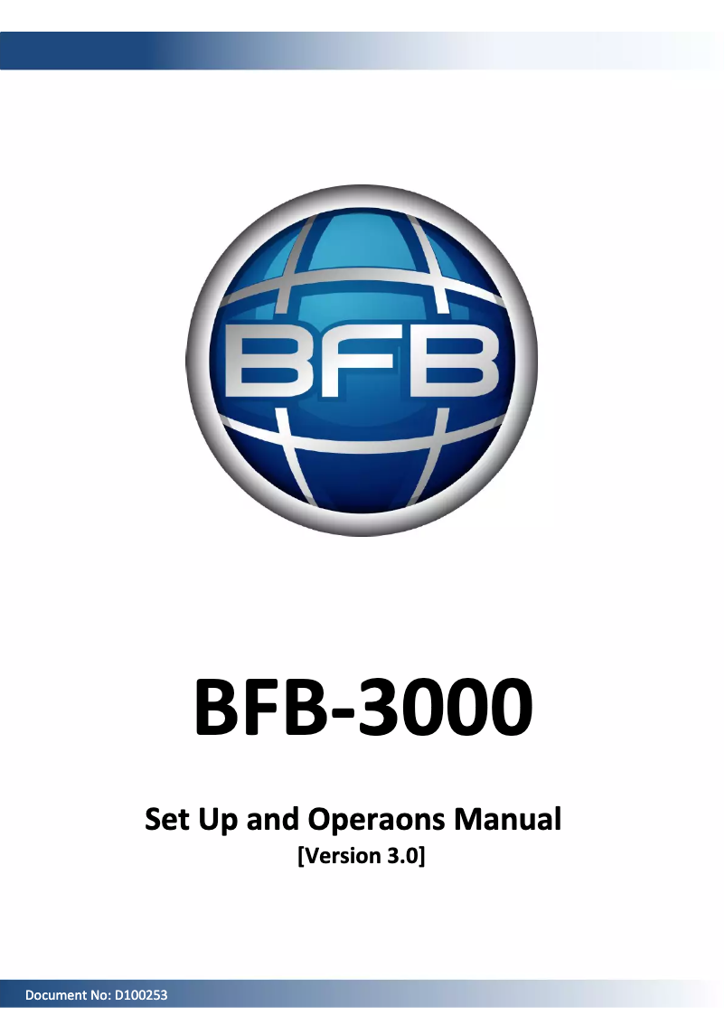 Page 1 of the manual User Manual BFB 3000