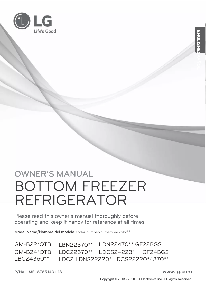 Page 1 de la notice Manuel utilisateur LG GM-B248QTB