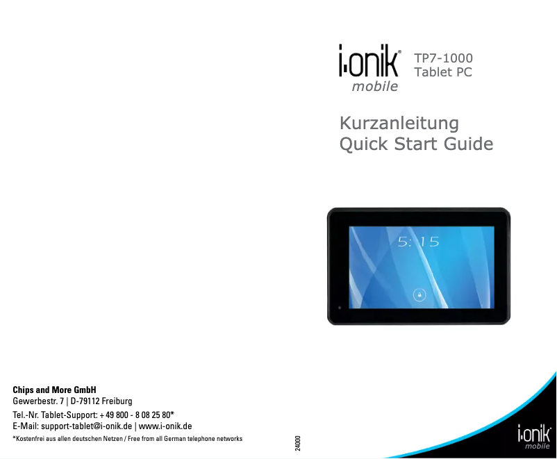 Page n°1 - Manuel utilisateur CnMemory i.onik TP7-1000