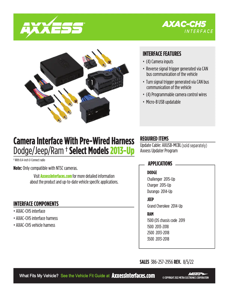 Page 1 de la notice Fiche technique AXESS AXAC-CH5