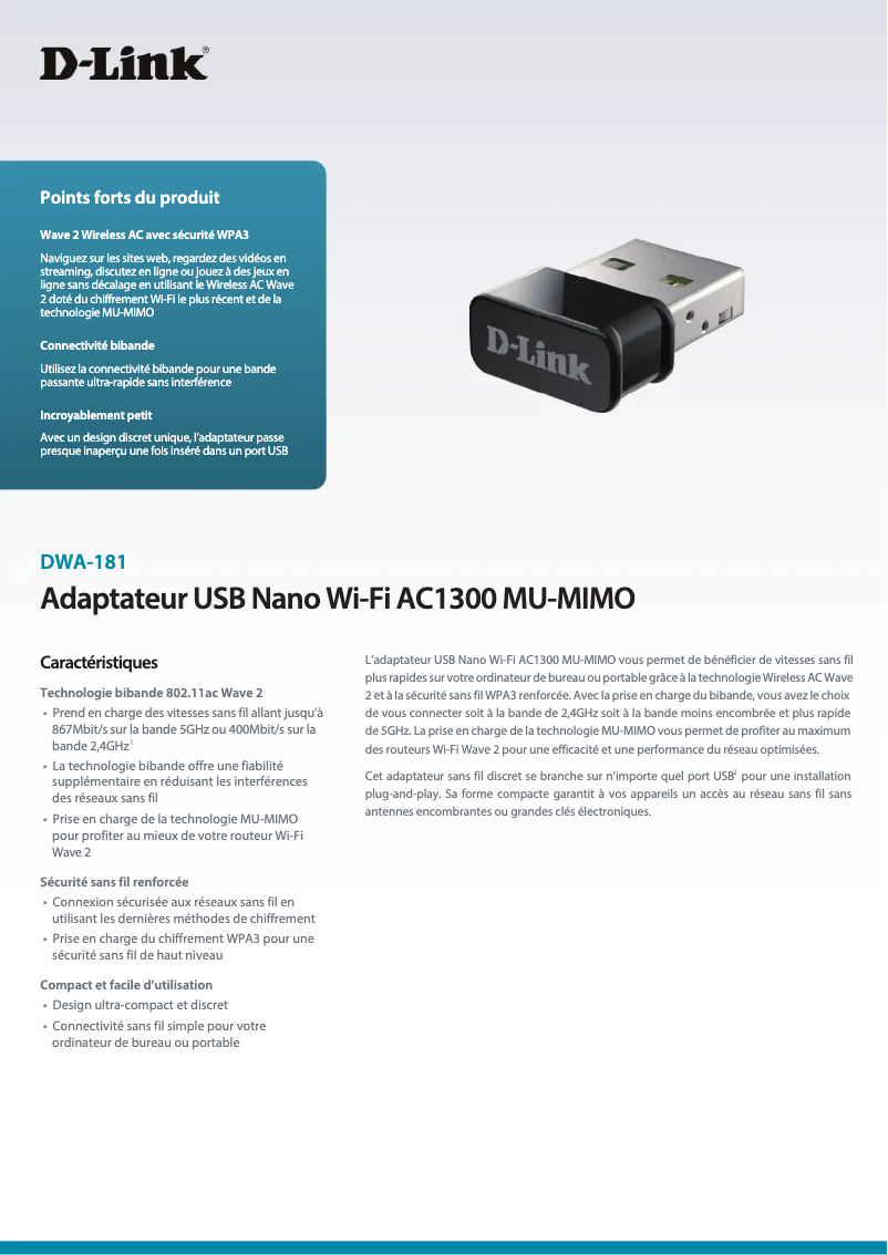 First page image of the manual for DWA-181