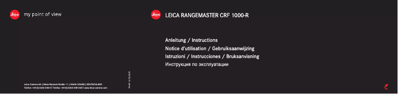 Page 1 de la notice Manuel utilisateur Leica Rangemaster CRF 1000-R