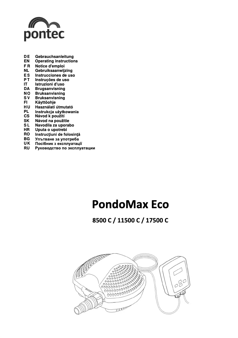 Page 1 de la notice Manuel utilisateur Pontec PondoMax Eco 11500 C