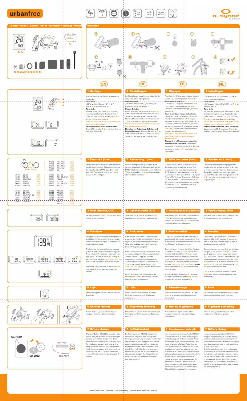Page 1 de la notice Manuel utilisateur O-Synce Urban free