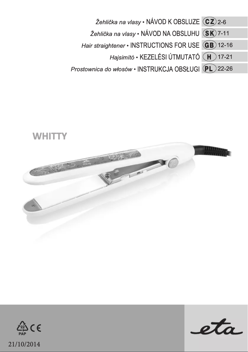 Page n°1 - Manuel utilisateur Eta Whitty