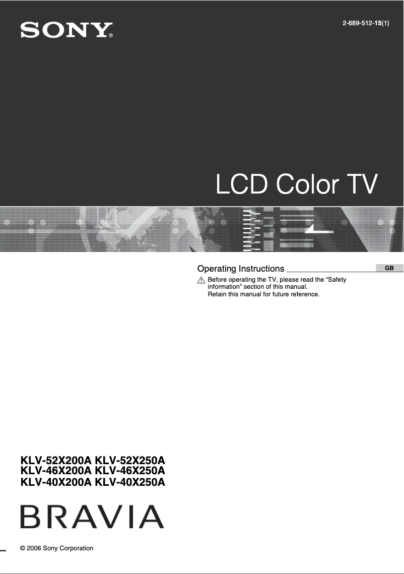 Page n°1 - Manuel utilisateur Sony Bravia KLV-40X250A