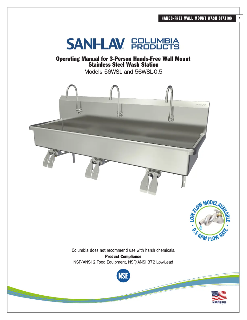 Page 1 de la notice Manuel utilisateur Sani-Lav 56WSL-0.5
