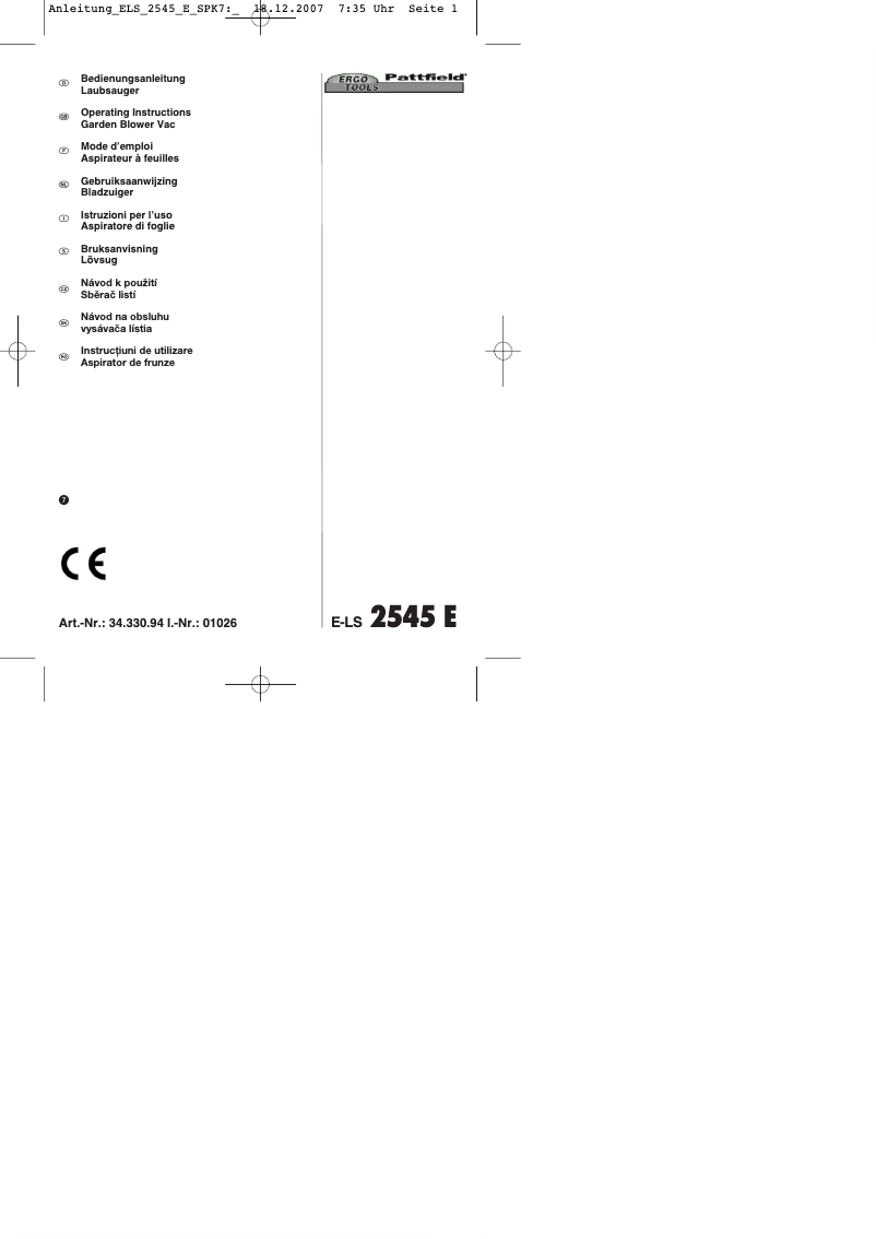 Image de la première page du manuel de l'appareil E-LS 2545 E