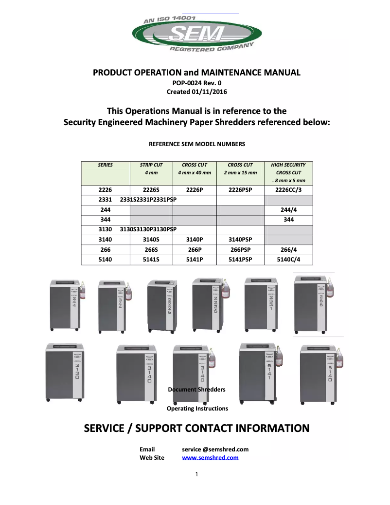Page n°1 - Manuel utilisateur SEM 3130S
