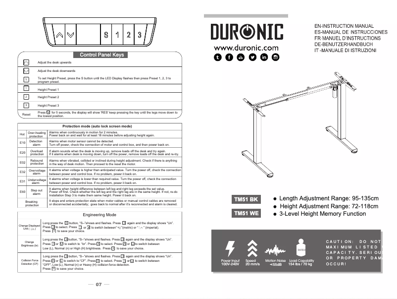 Page 1 de la notice Manuel utilisateur Duronic TM51