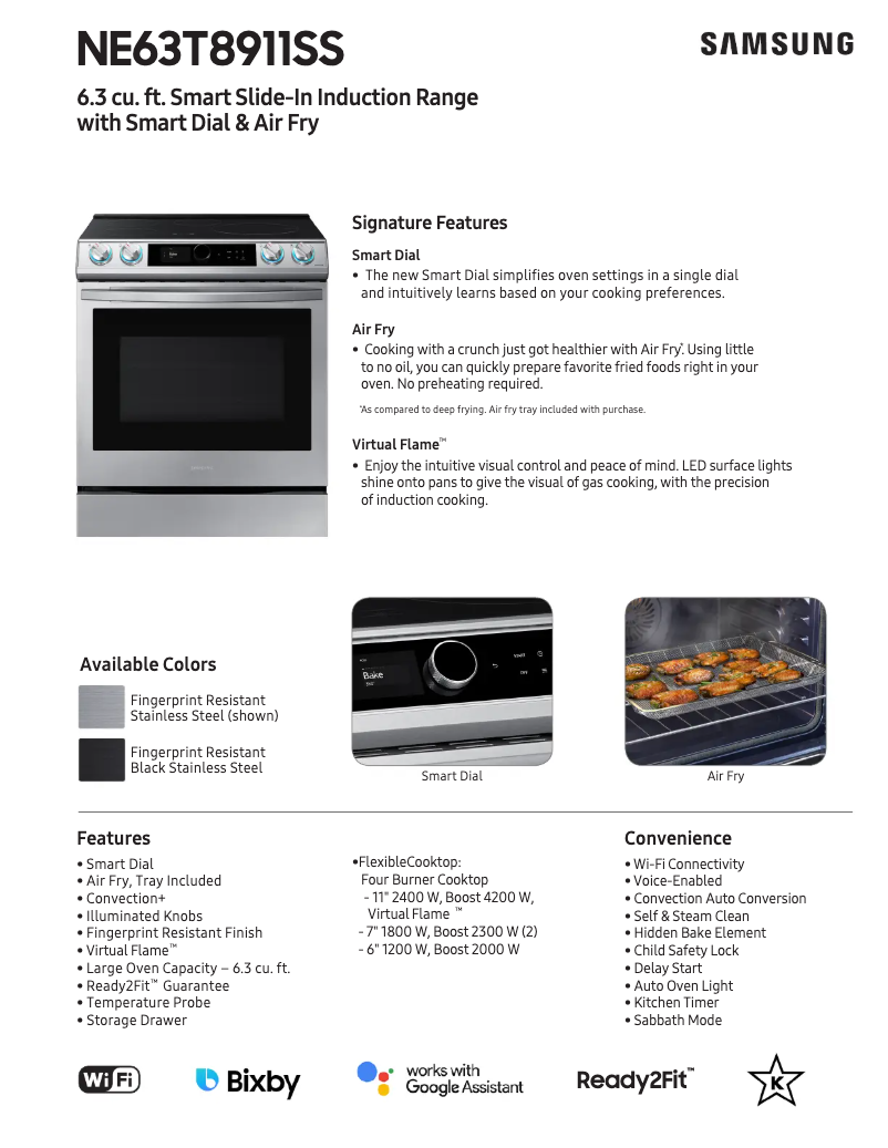 Página 1 del manual Ficha técnica Samsung NE63T8911SG