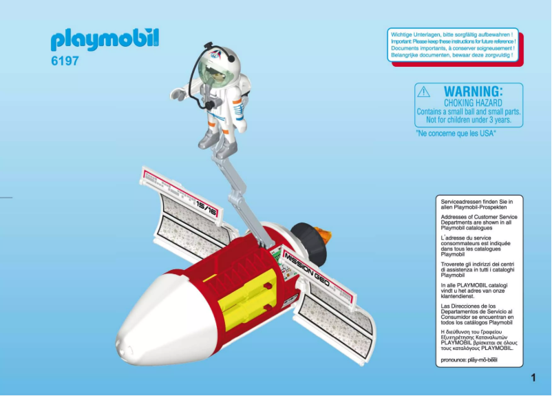 Page 1 de la notice Manuel utilisateur Playmobil City Action Satellite Meteoroid Laser 6197