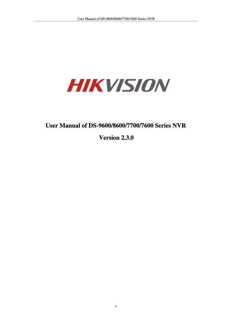 Page 1 de la notice Manuel utilisateur Hikvision DS-7604NI-SE-N