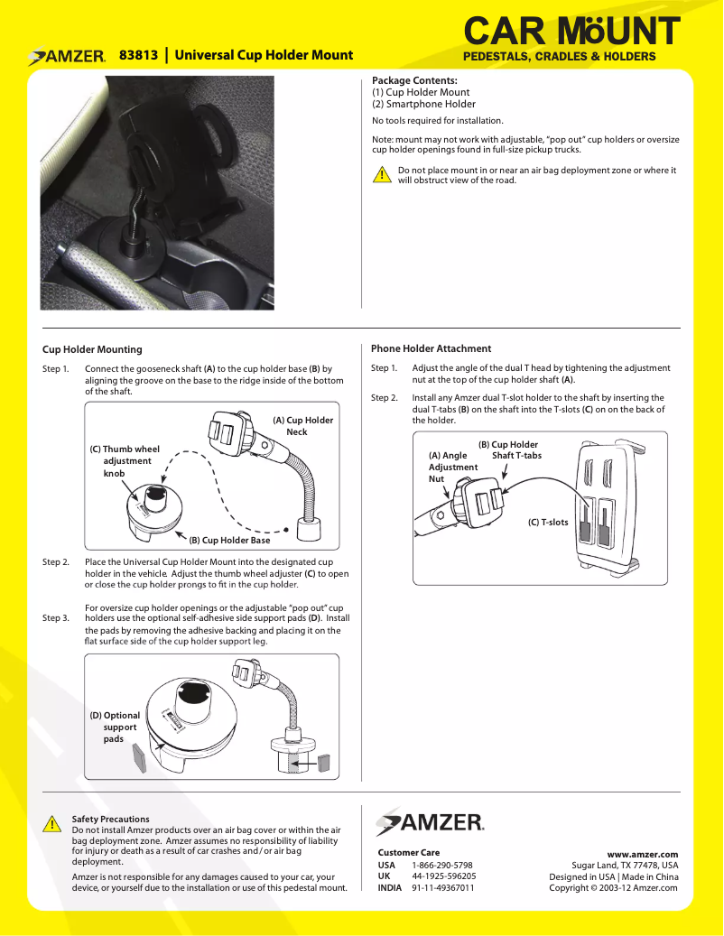 Page 1 de la notice Manuel utilisateur Amzer AMZ83813