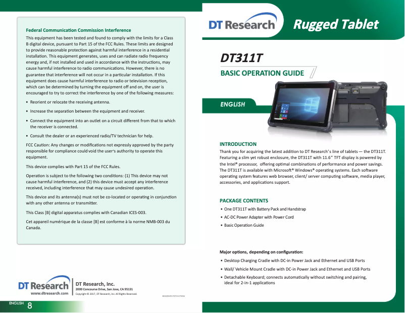 Page n°1 - Manuel utilisateur DT Research DT311T