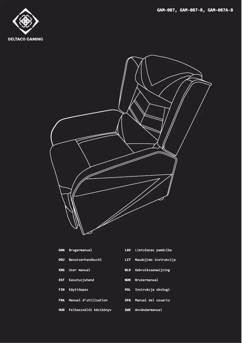 Page 1 de la notice Manuel utilisateur Deltaco Gaming DC430