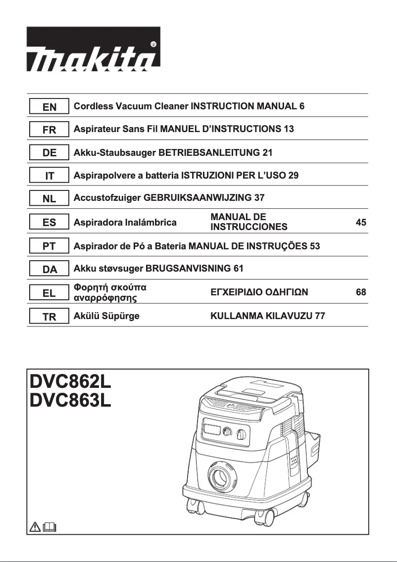 Page 1 de la notice Manuel utilisateur Makita DVC862L