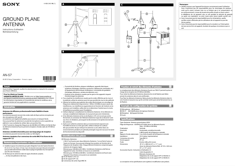 Página 1 del manual Manual de usuario Sony AN-57