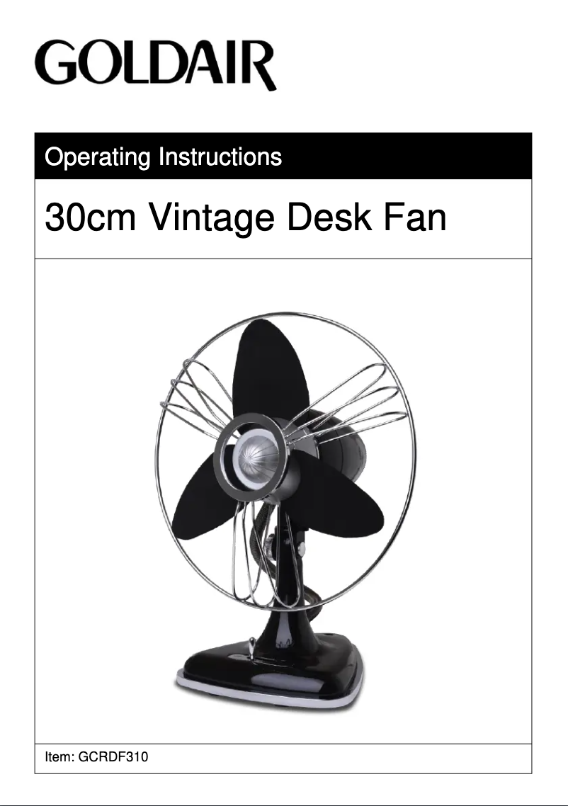 Page 1 de la notice Manuel utilisateur GoldAir GCRDF310