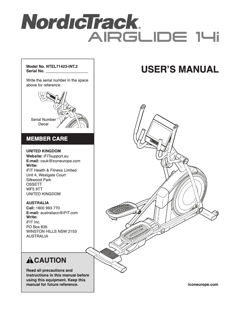 Image de la première page du manuel de l'appareil AirGlide 14i