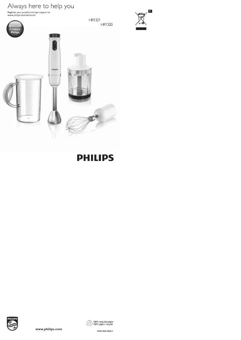 Page 1 de la notice Manuel utilisateur Philips HR1321