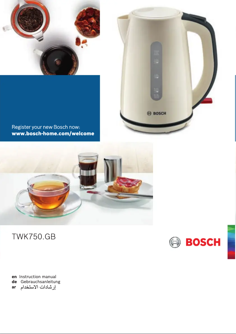 Page 1 of the manual User Manual Bosch TWK7502GB