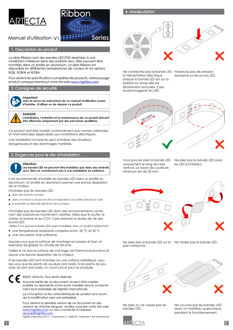 Page n°1 - Manuel utilisateur Artecta Ribbon
