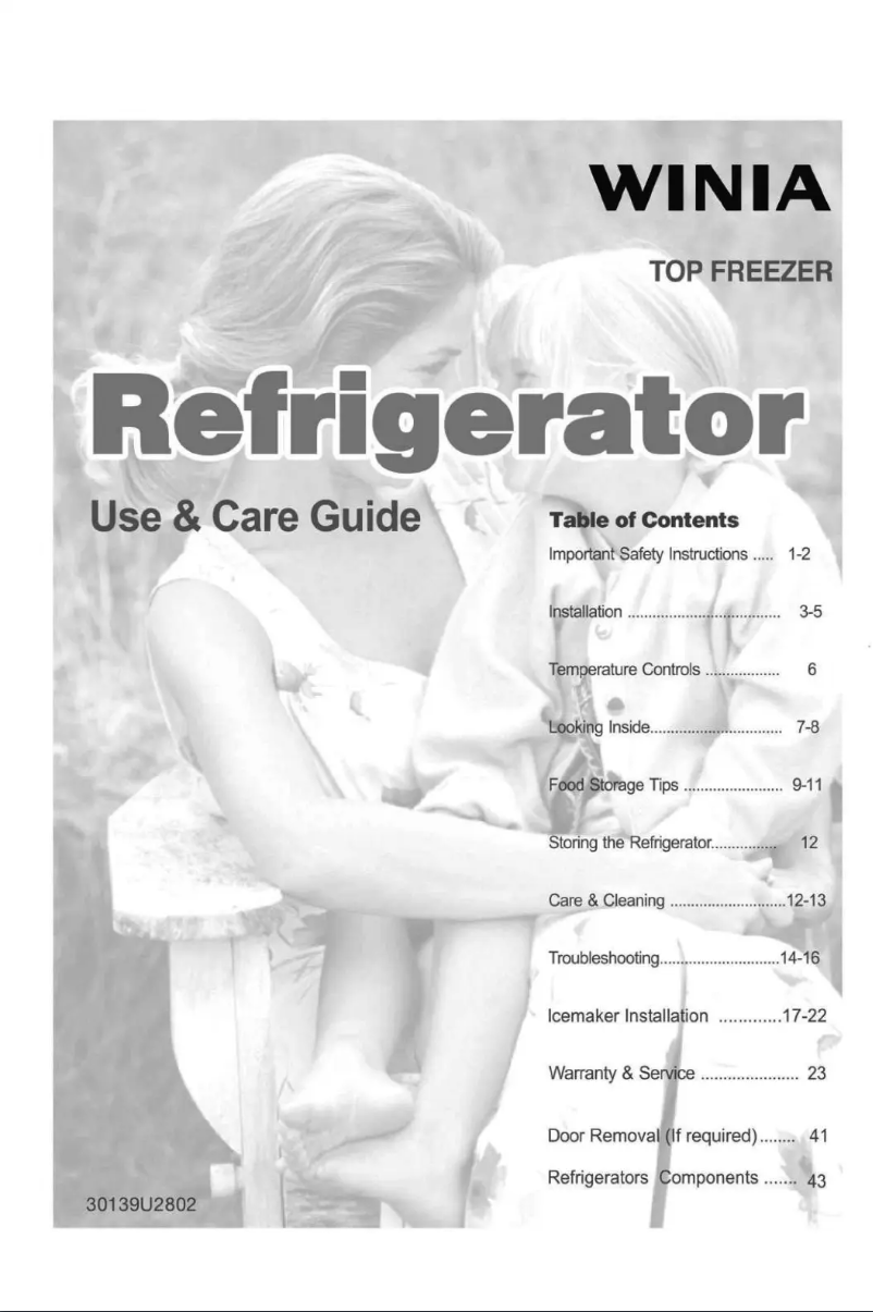 Page 1 de la notice Manuel utilisateur Winia WTE18HSSMD