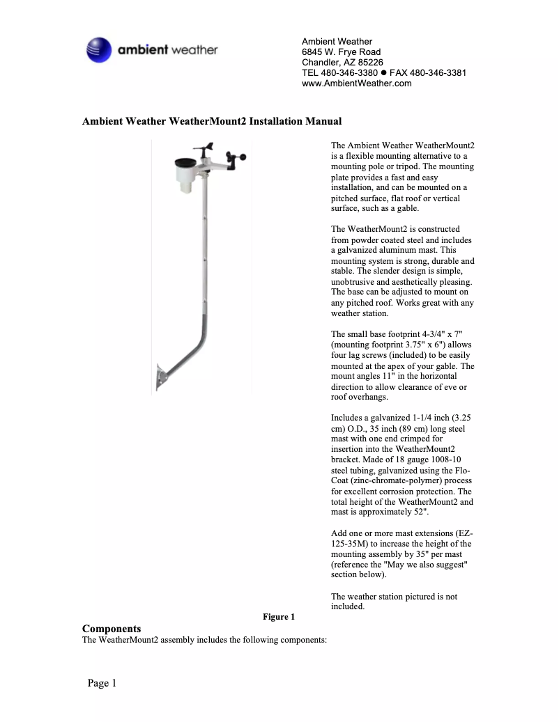 Image de la première page du manuel de l'appareil WeatherMount2