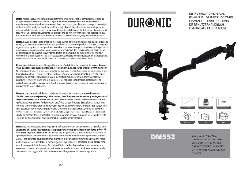 Page 1 de la notice Manuel utilisateur Duronic DM552