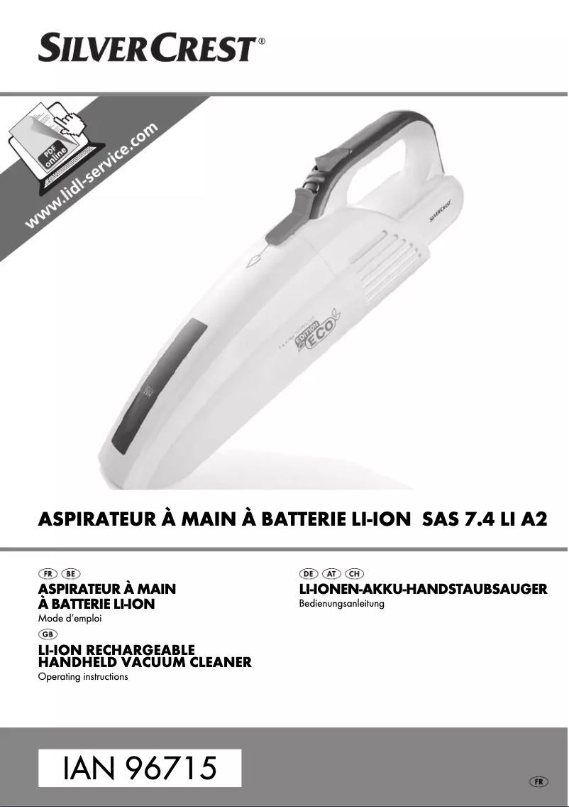 Page 1 de la notice Manuel utilisateur SilverCrest SAS 7.4 LI A2