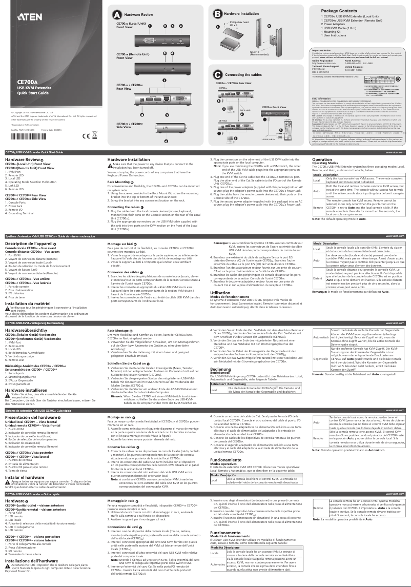 Page 1 de la notice Manuel utilisateur ATen CE700A-AT-G