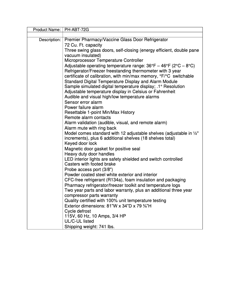 Page 1 de la notice Manuel utilisateur American BioTech Supply PH-ABT-72G