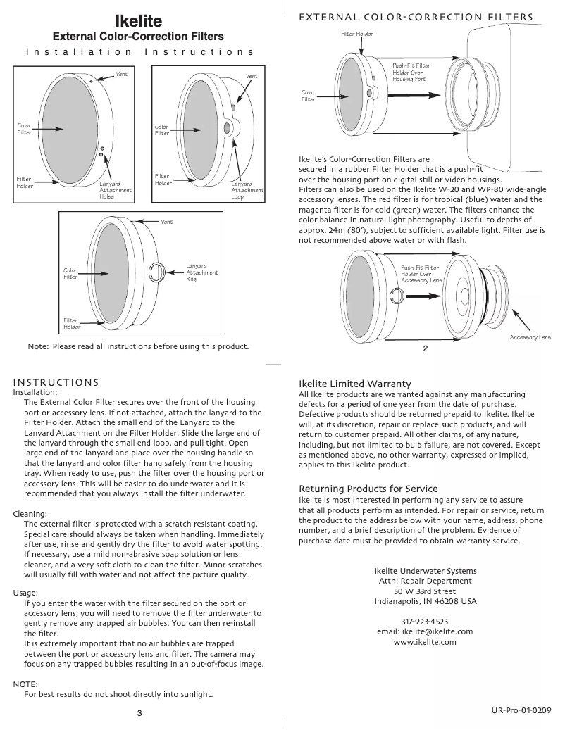 Page 1 de la notice Manuel utilisateur Ikelite 6441.86