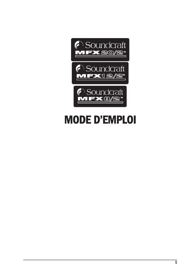 Page n°1 - Manuel utilisateur Soundcraft MFX20/2