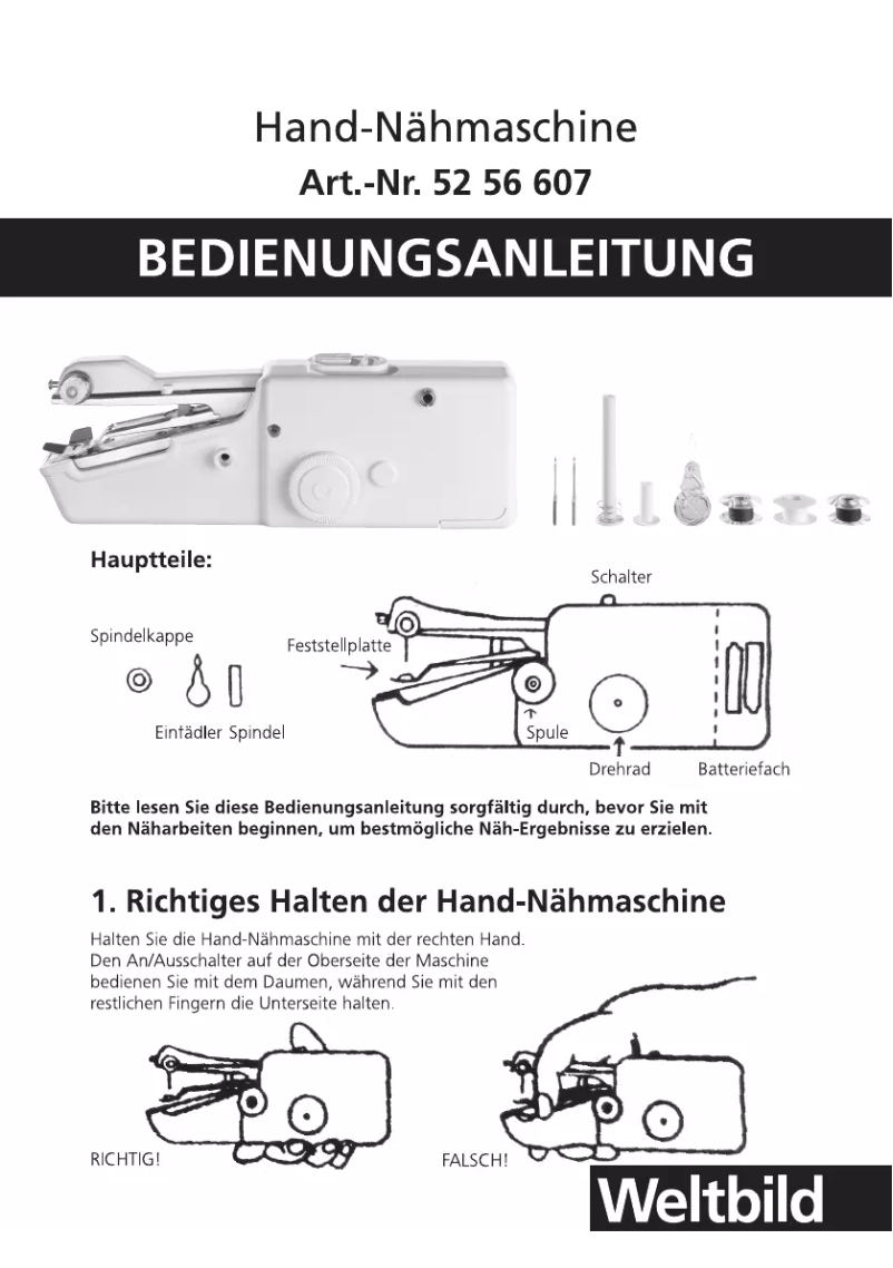 Page n°1 - Manuel utilisateur Weltbild 52 56 607