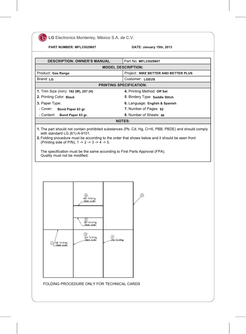 Page n°1 - Manuel utilisateur LG LDG3015SW